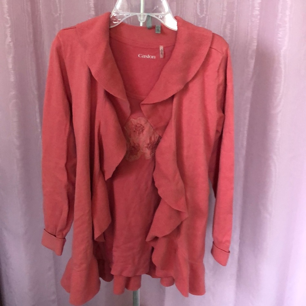 Caslon ruffle trim sweater and Tee Set PS